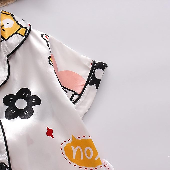 White Love Printed Unisex Kids Nightwear