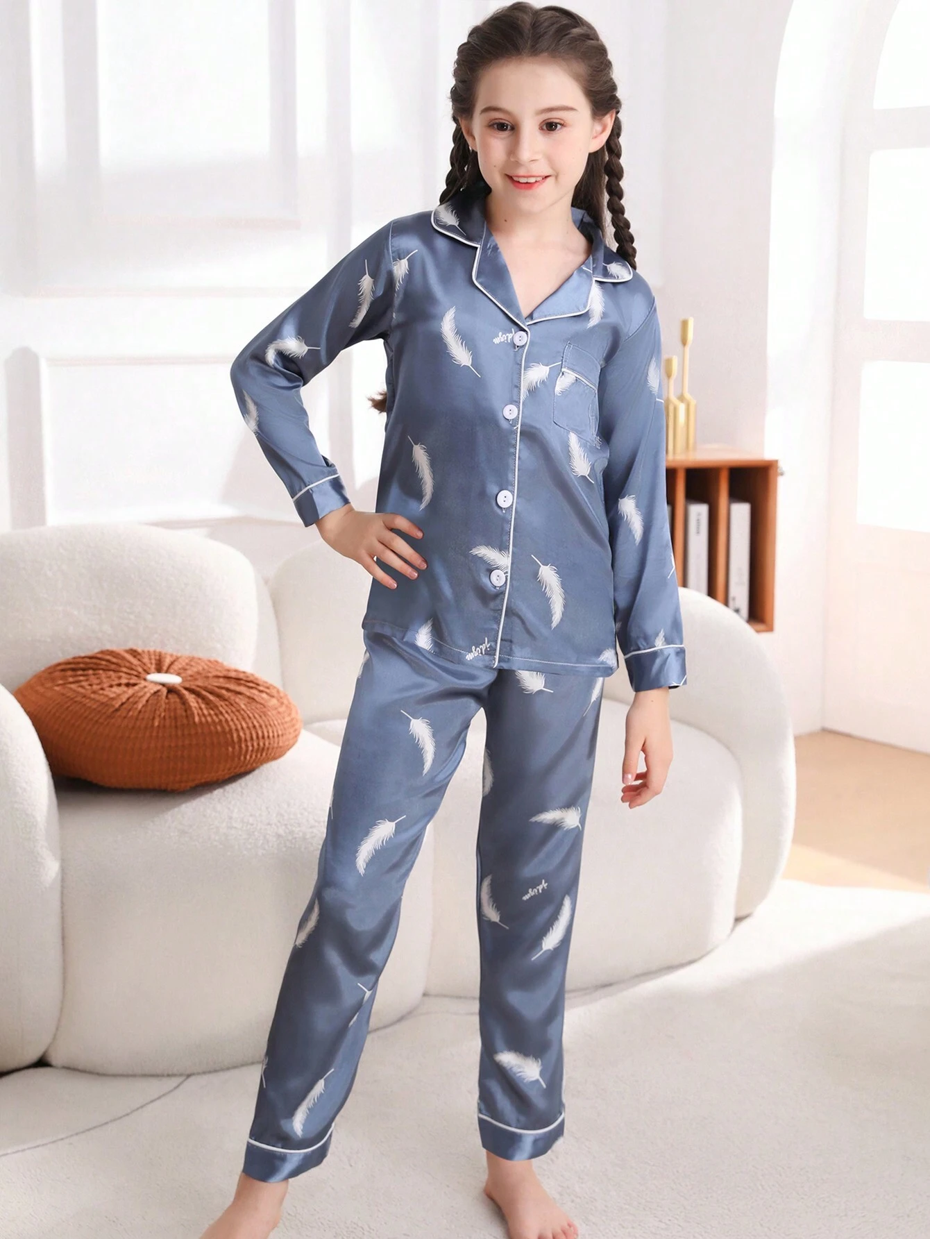 Feather Printed kids Nightsuit Unisex