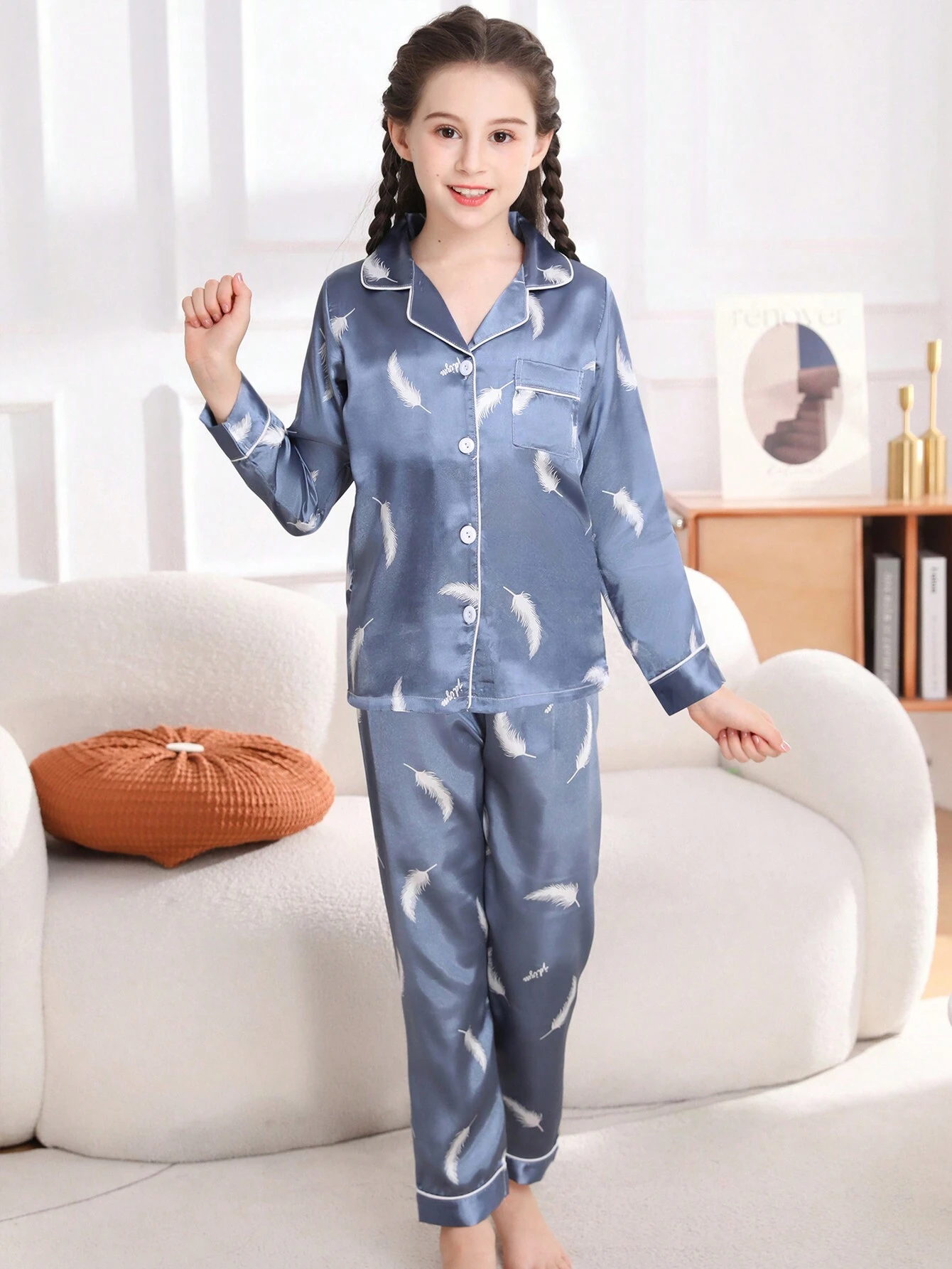 Feather Printed kids Nightsuit Unisex