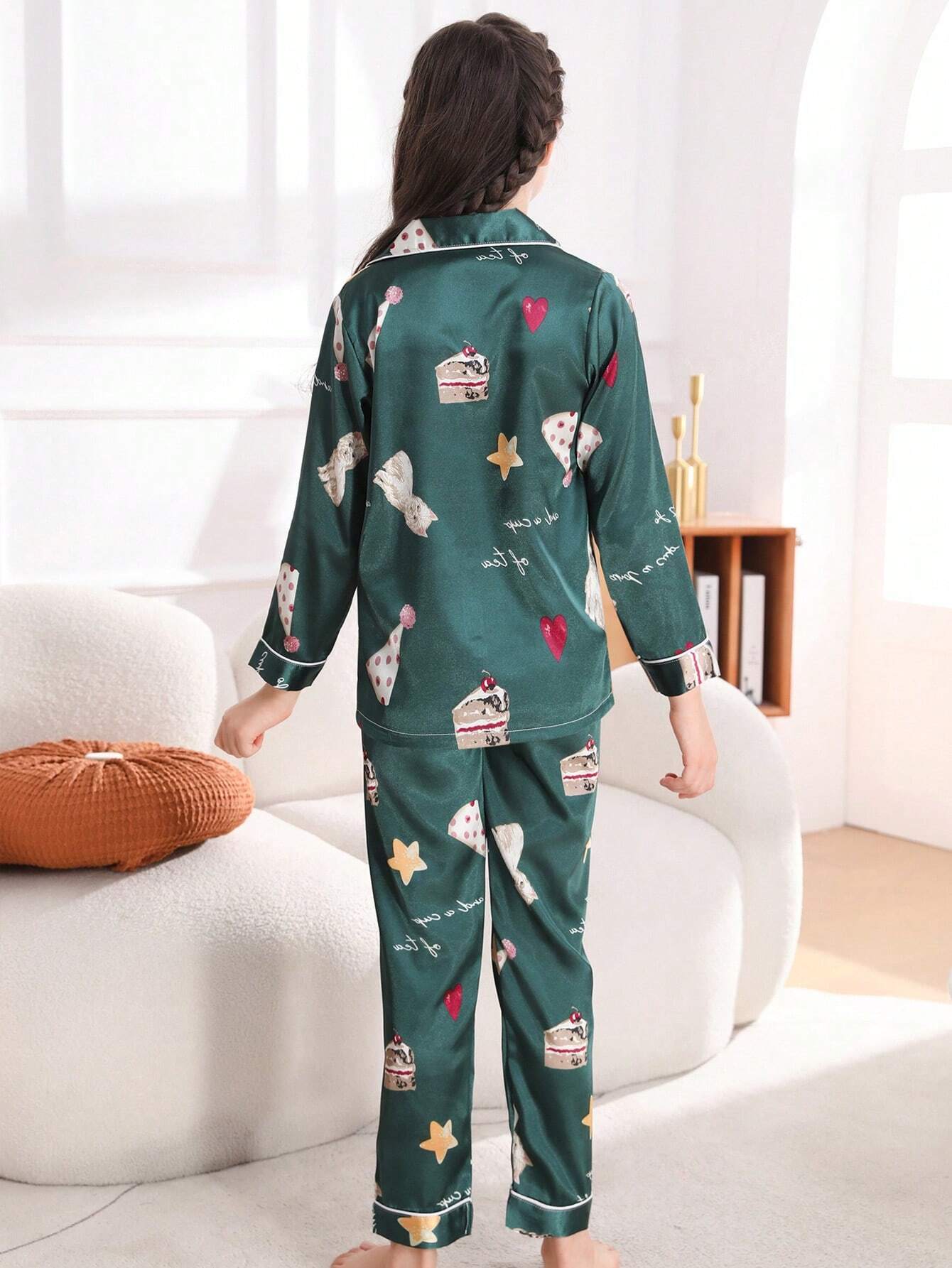 Green Printed Kids Unisex Nightwear