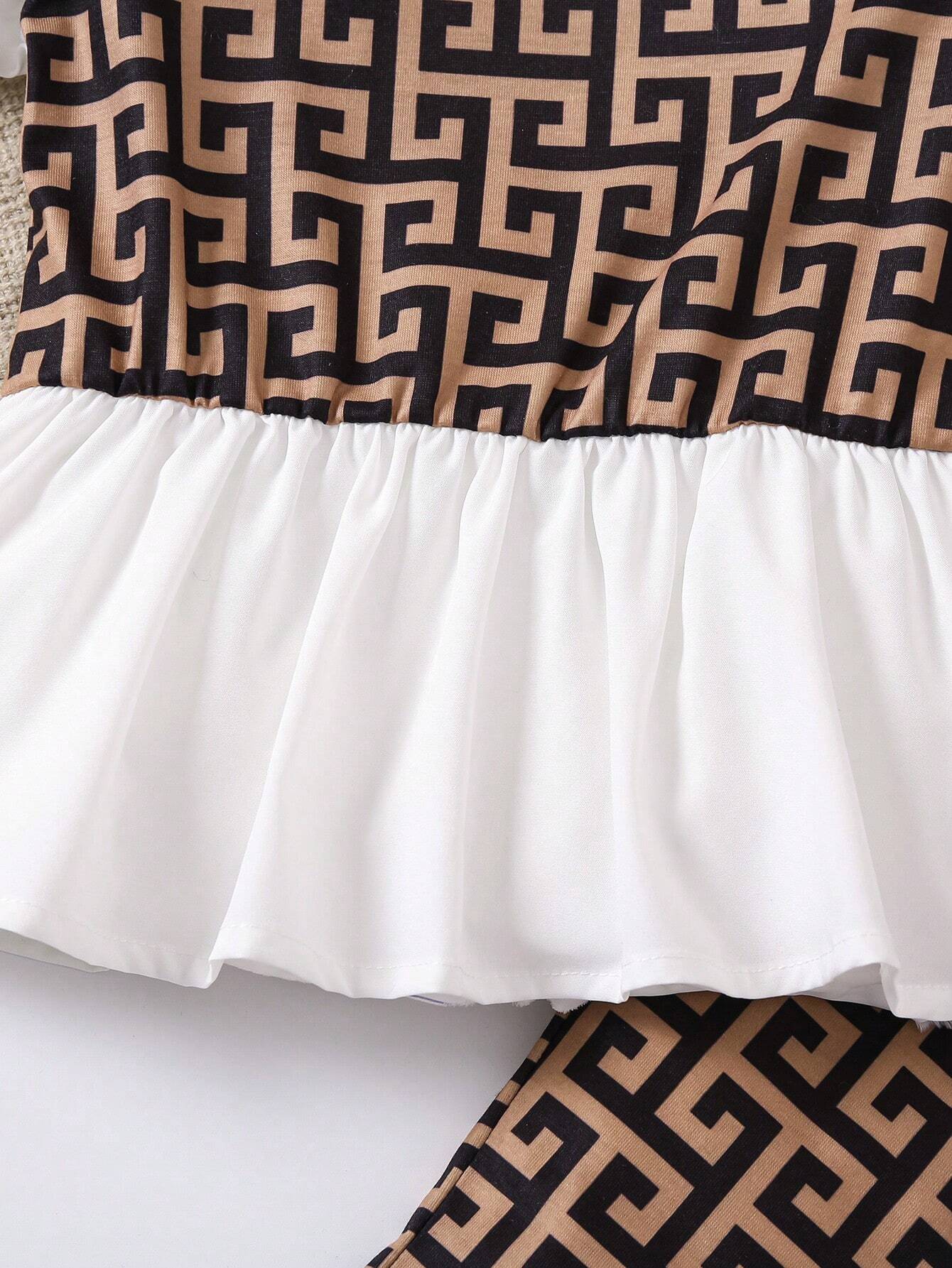 Girls White Printed Clothing Set