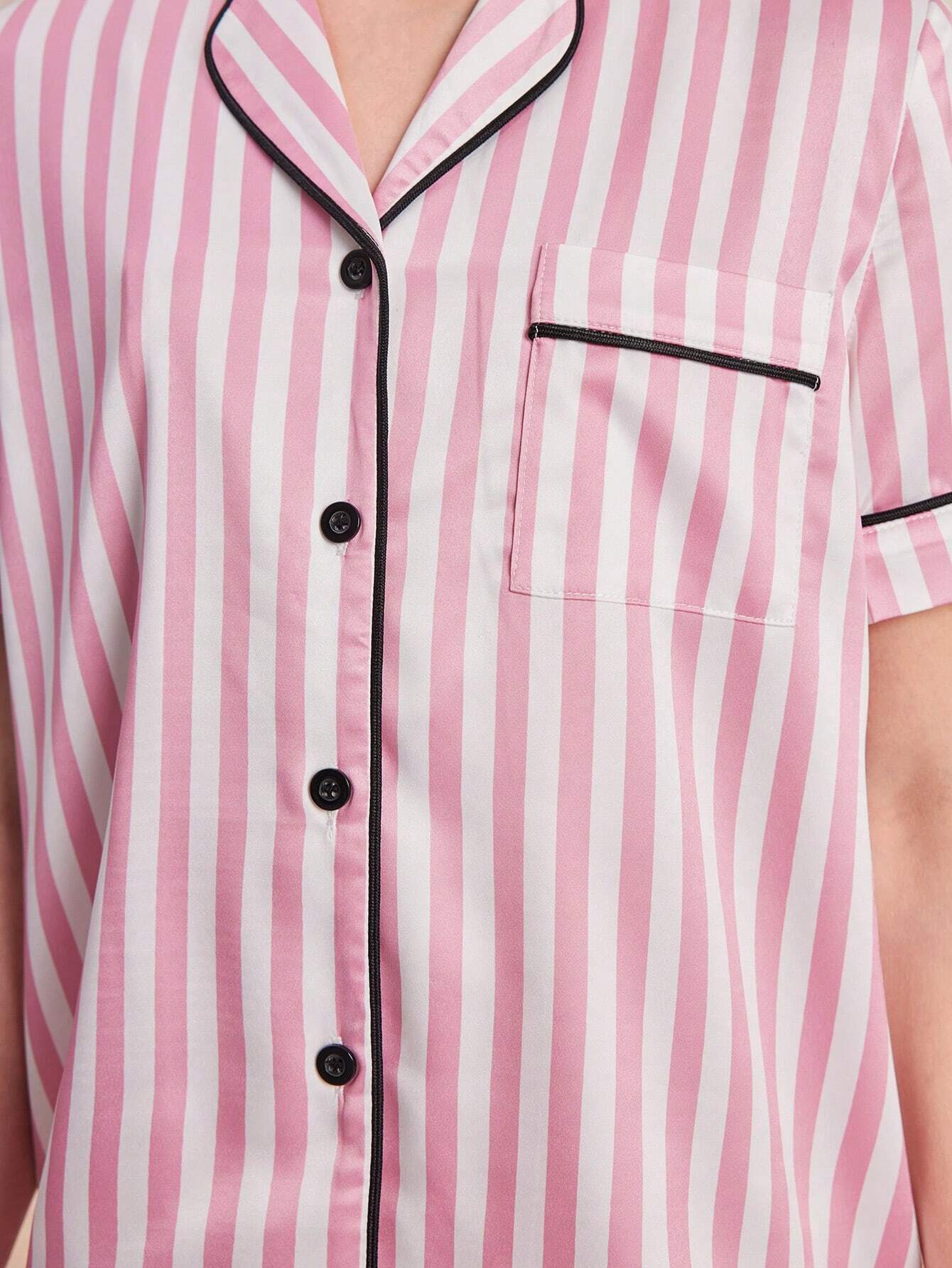Pink Line Printed Kids Unisex Nightsuit Set