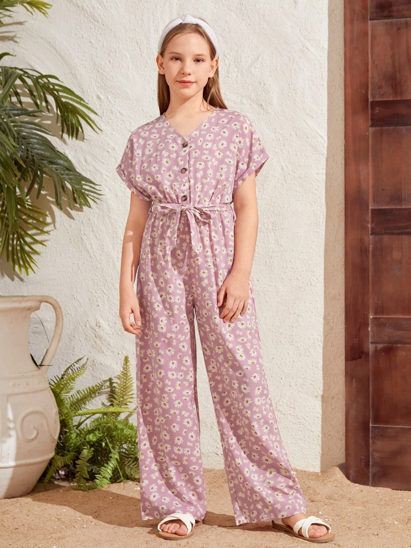 Girls Pink Romper Set