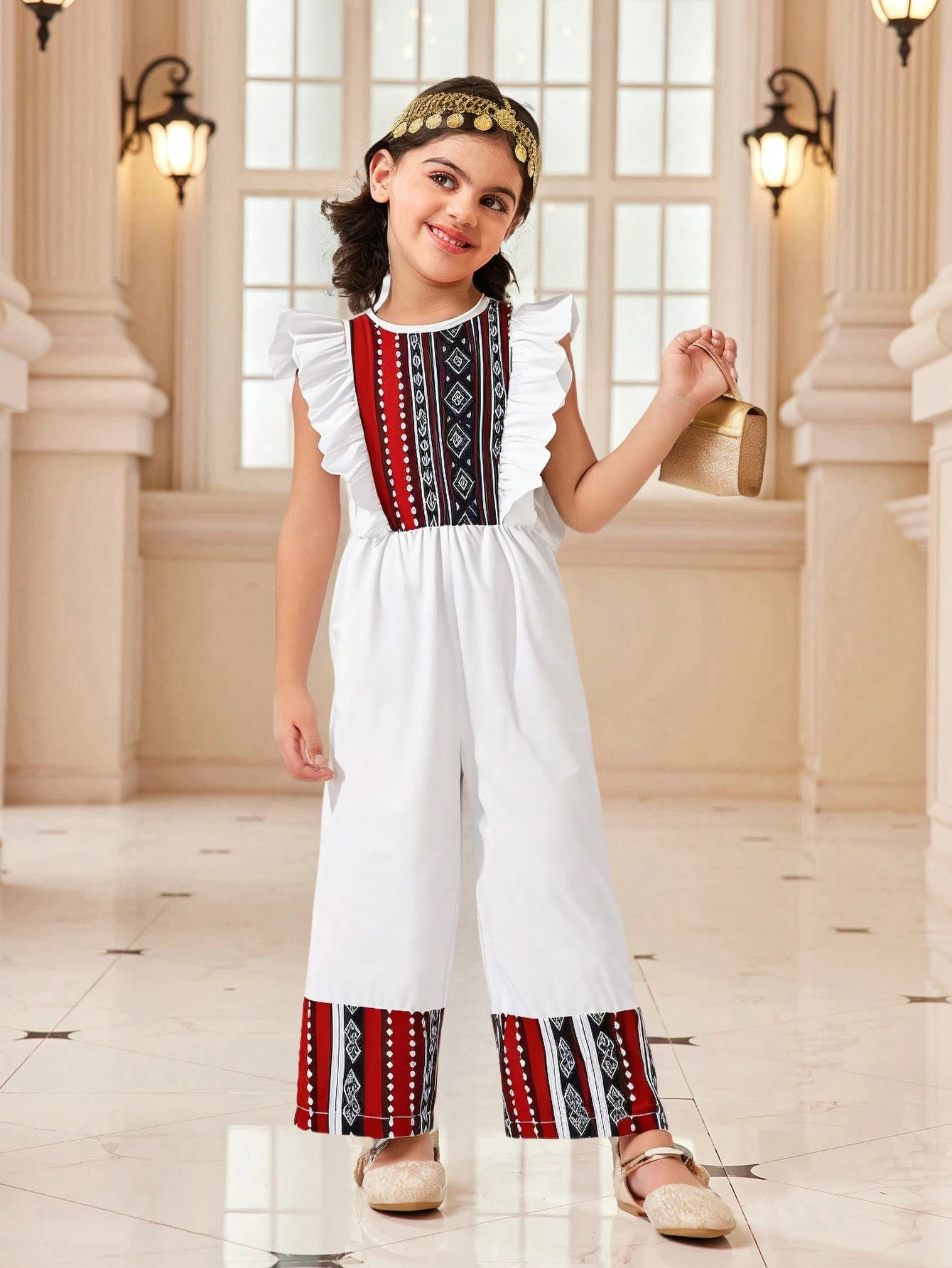 Girls Printed Romper Set