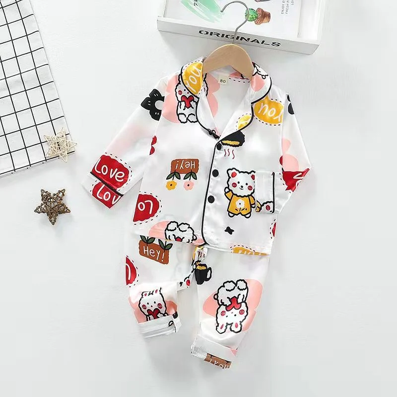 White Love Printed Unisex Kids Nightwear
