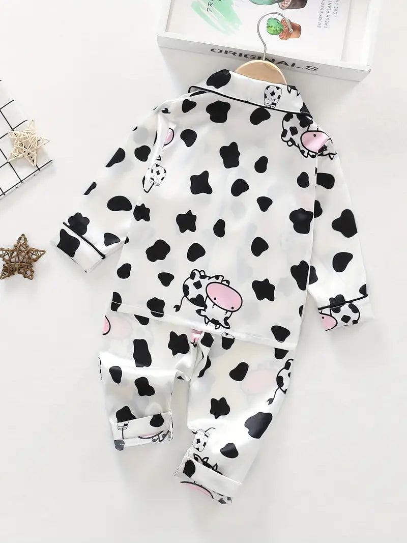 Cow Printed Unisex Nightsuit Set For Kids