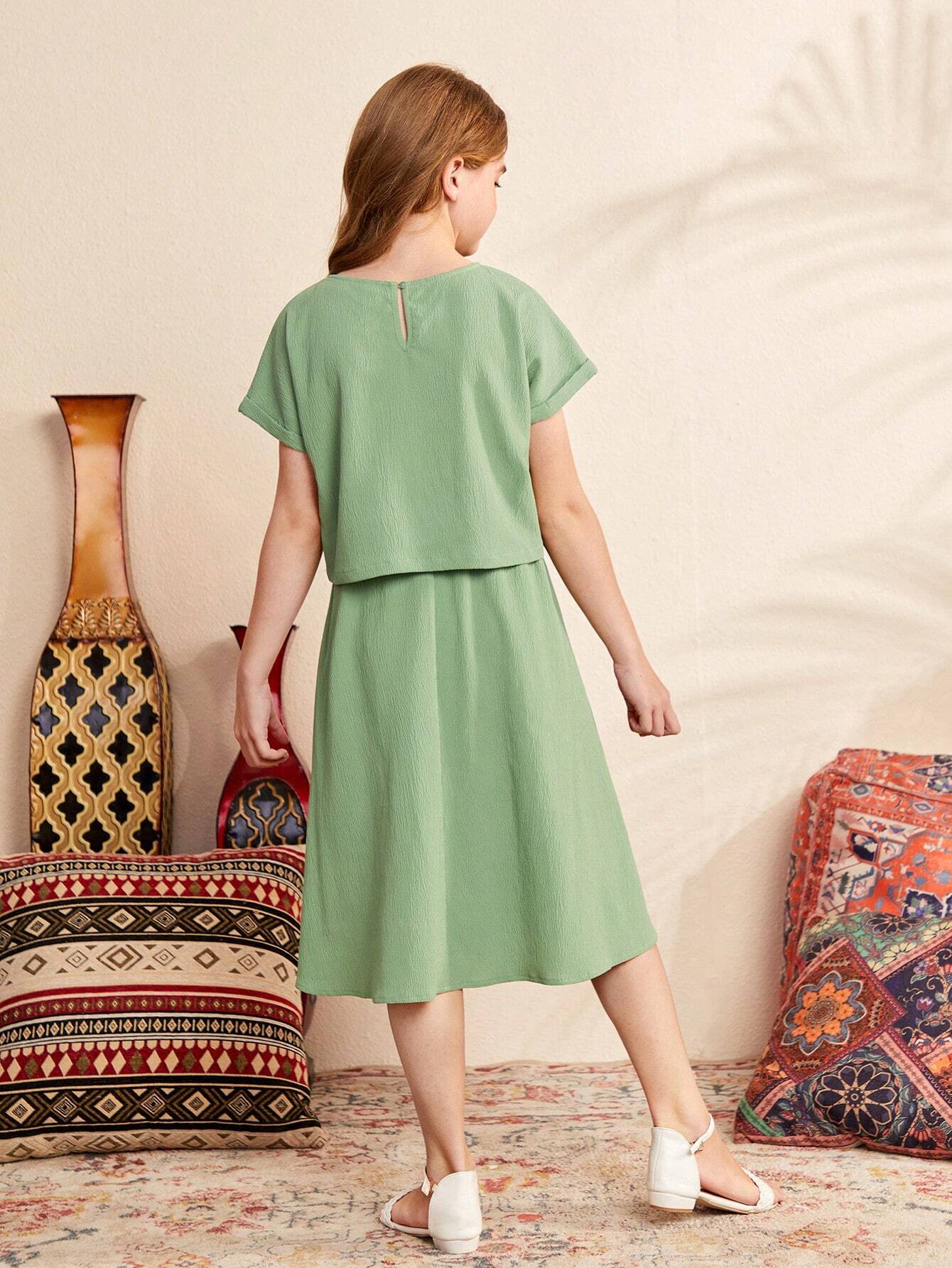 Girls Green Midi Set