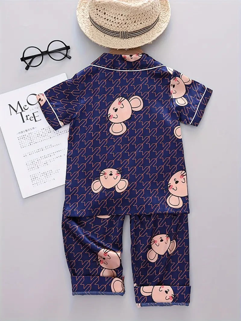 Cartoon Printed Unisex Kids Nightsuit Set