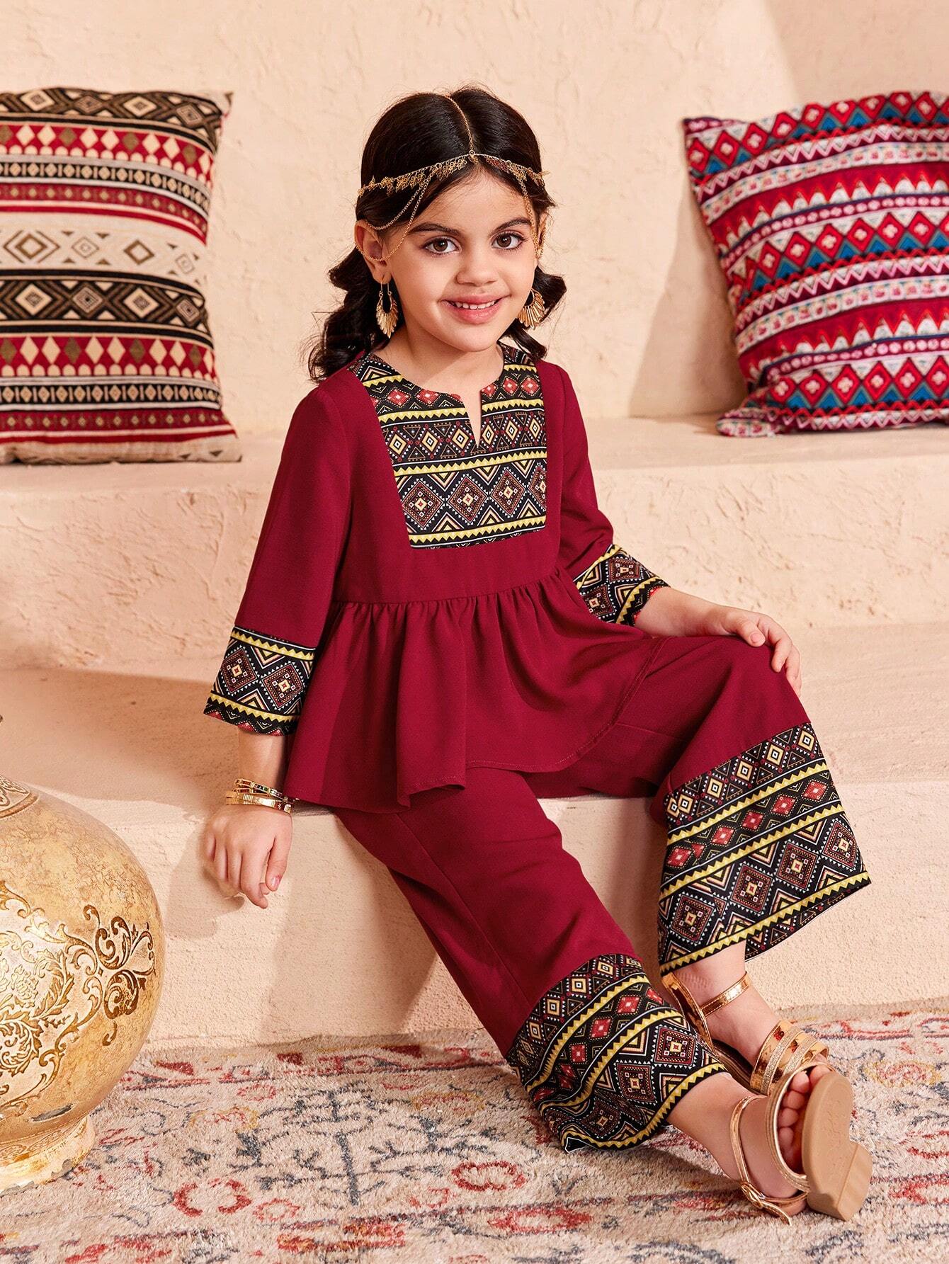 Girls Red Printed Clothing Set