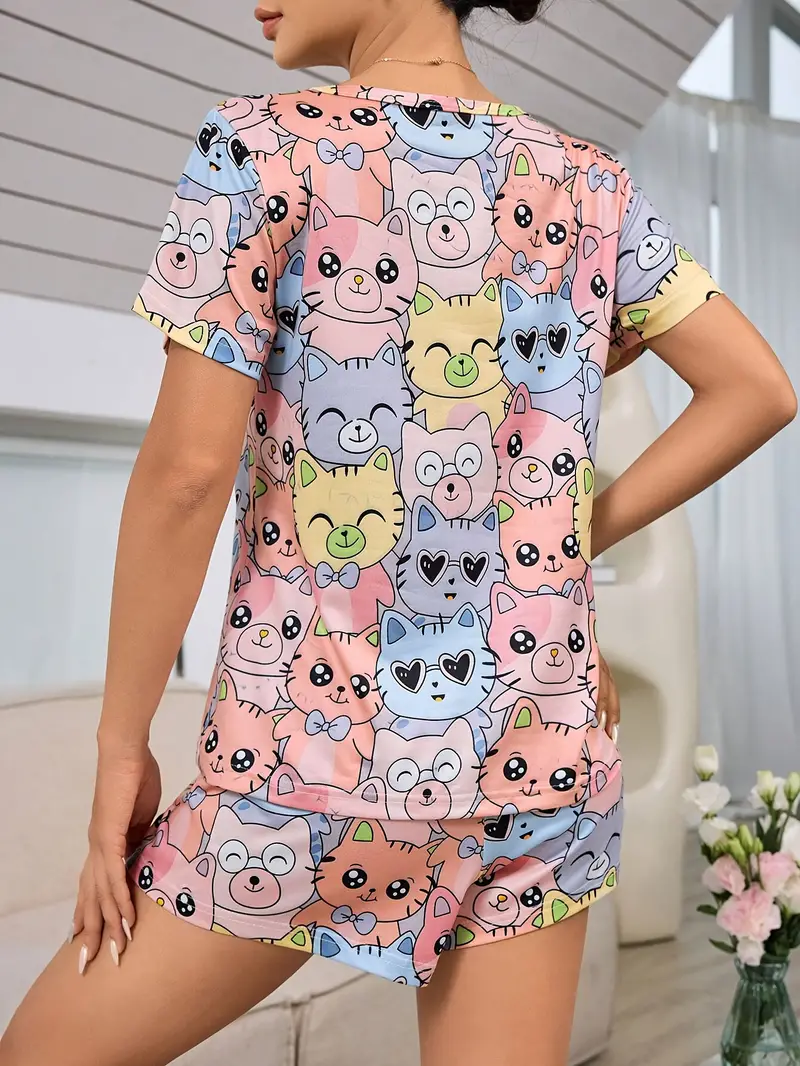 Women's Cat Printed Co-Ord's Set