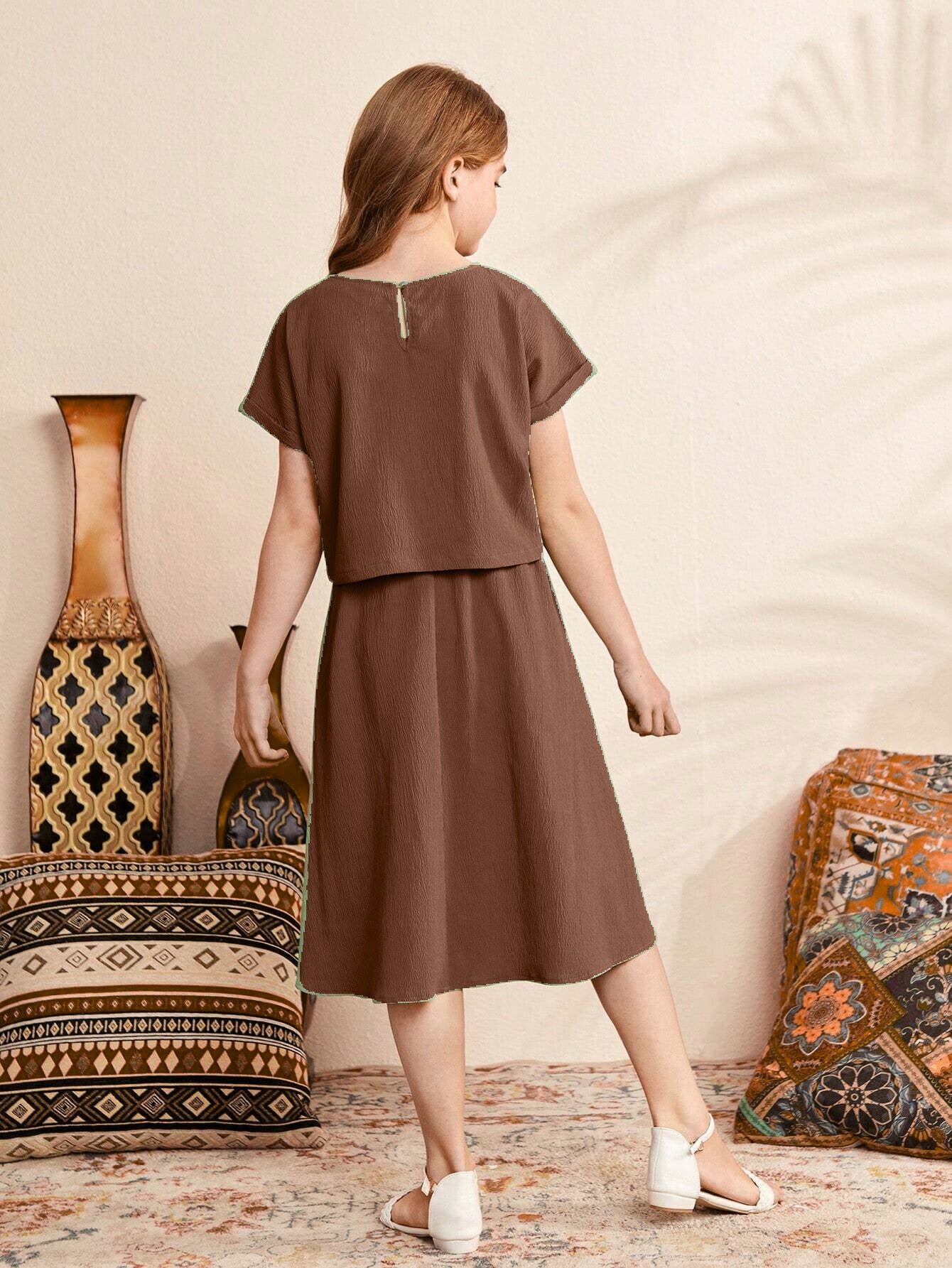 Girls Brown Midi Set