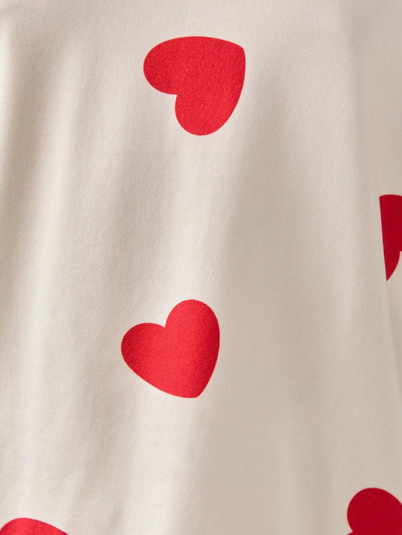 White Heart Printed Girls Co-ords Set