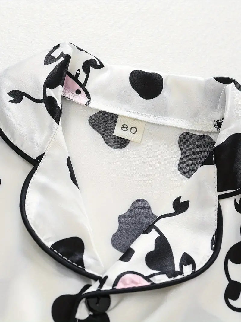 Cow Printed Unisex Nightsuit Set For Kids