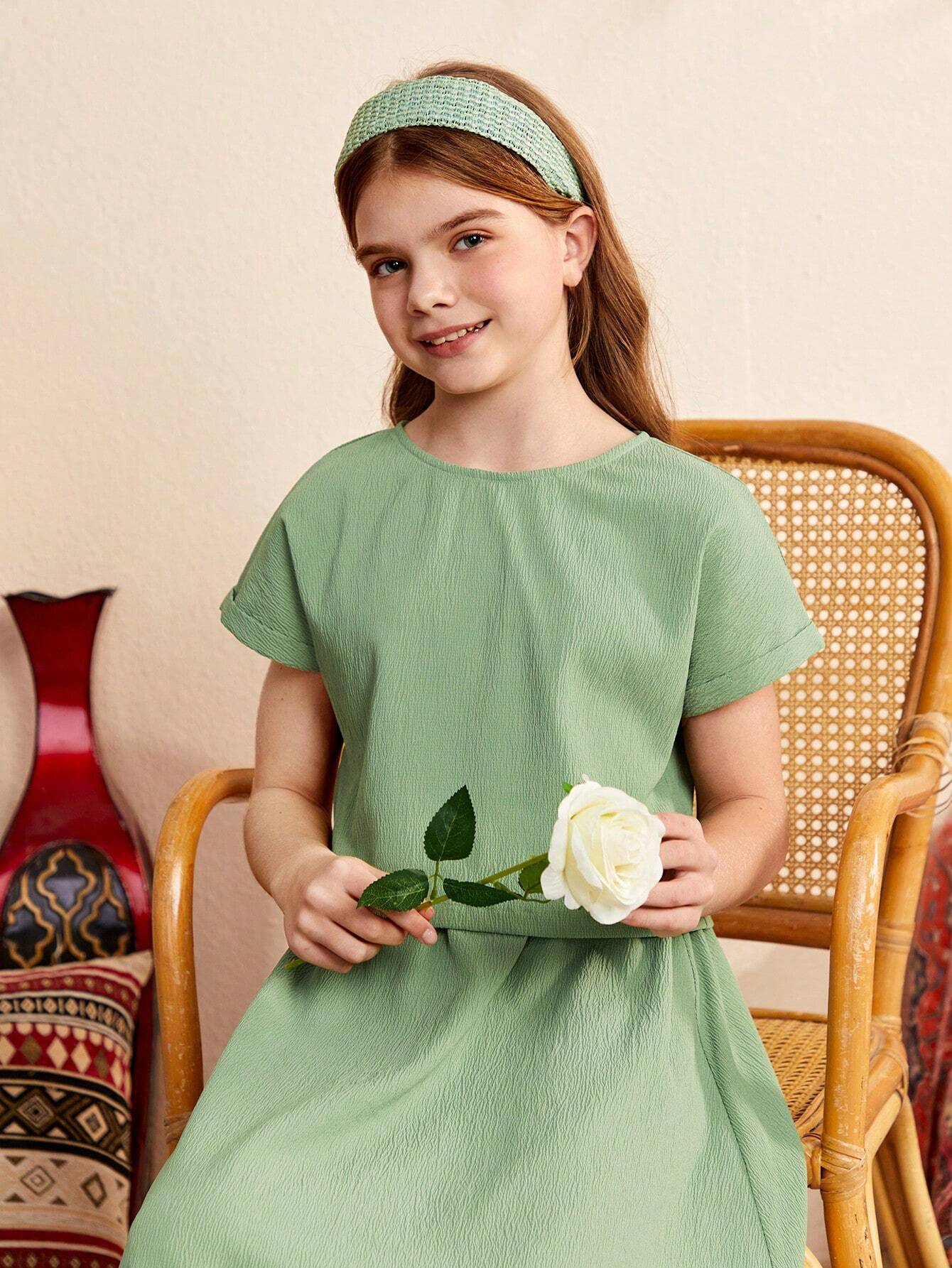 Girls Green Midi Set