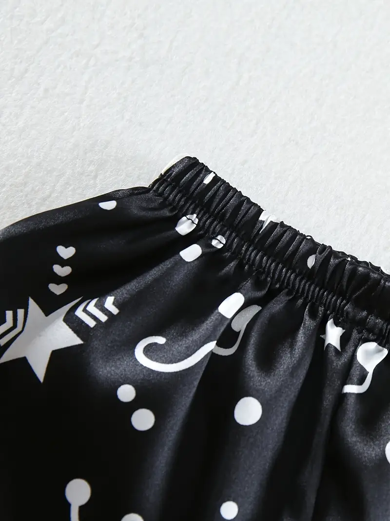 Black Star Printed Unisex Nightsuit Set For Kids