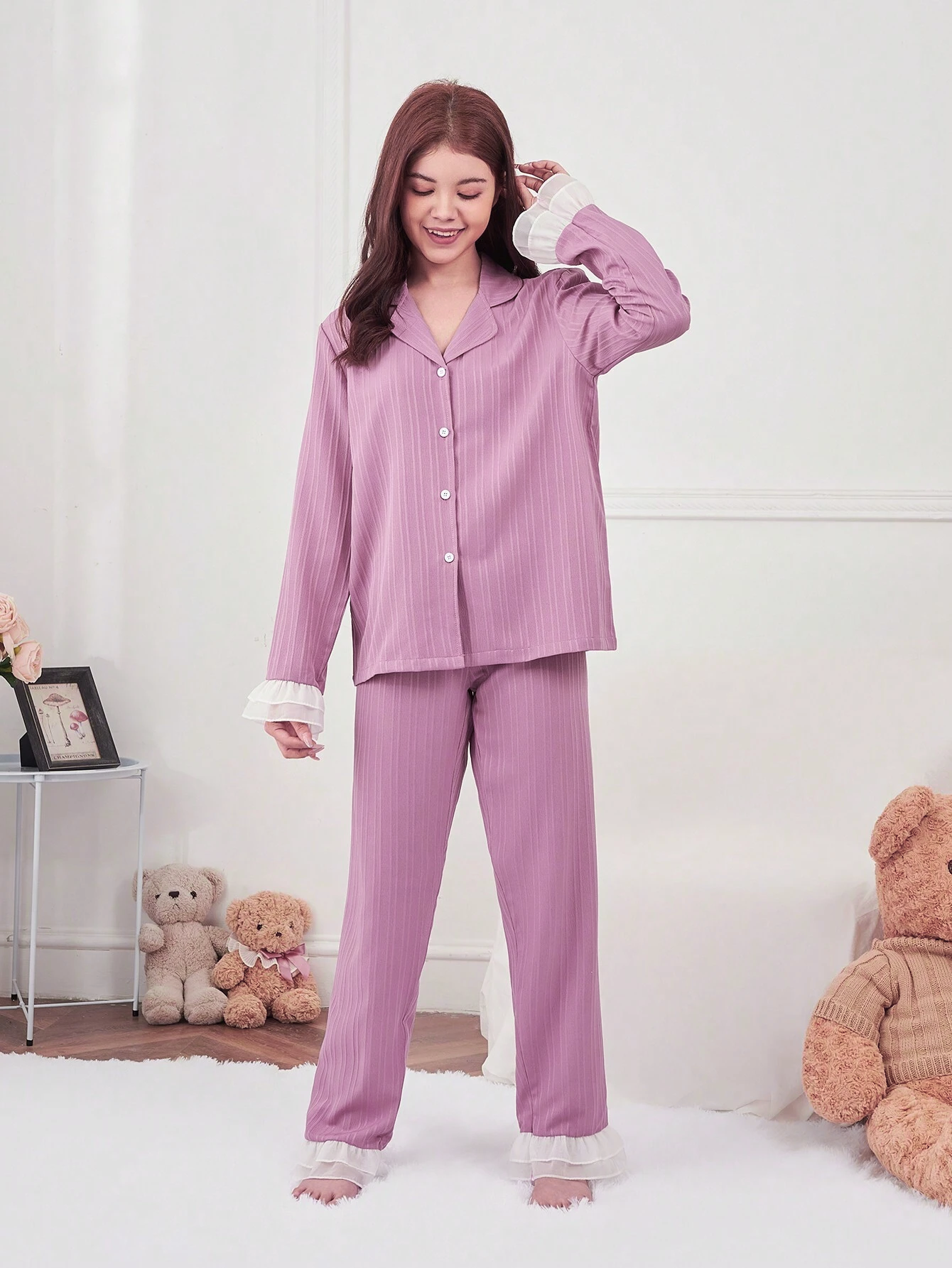 Girls Pink Armani Nightsuit Set