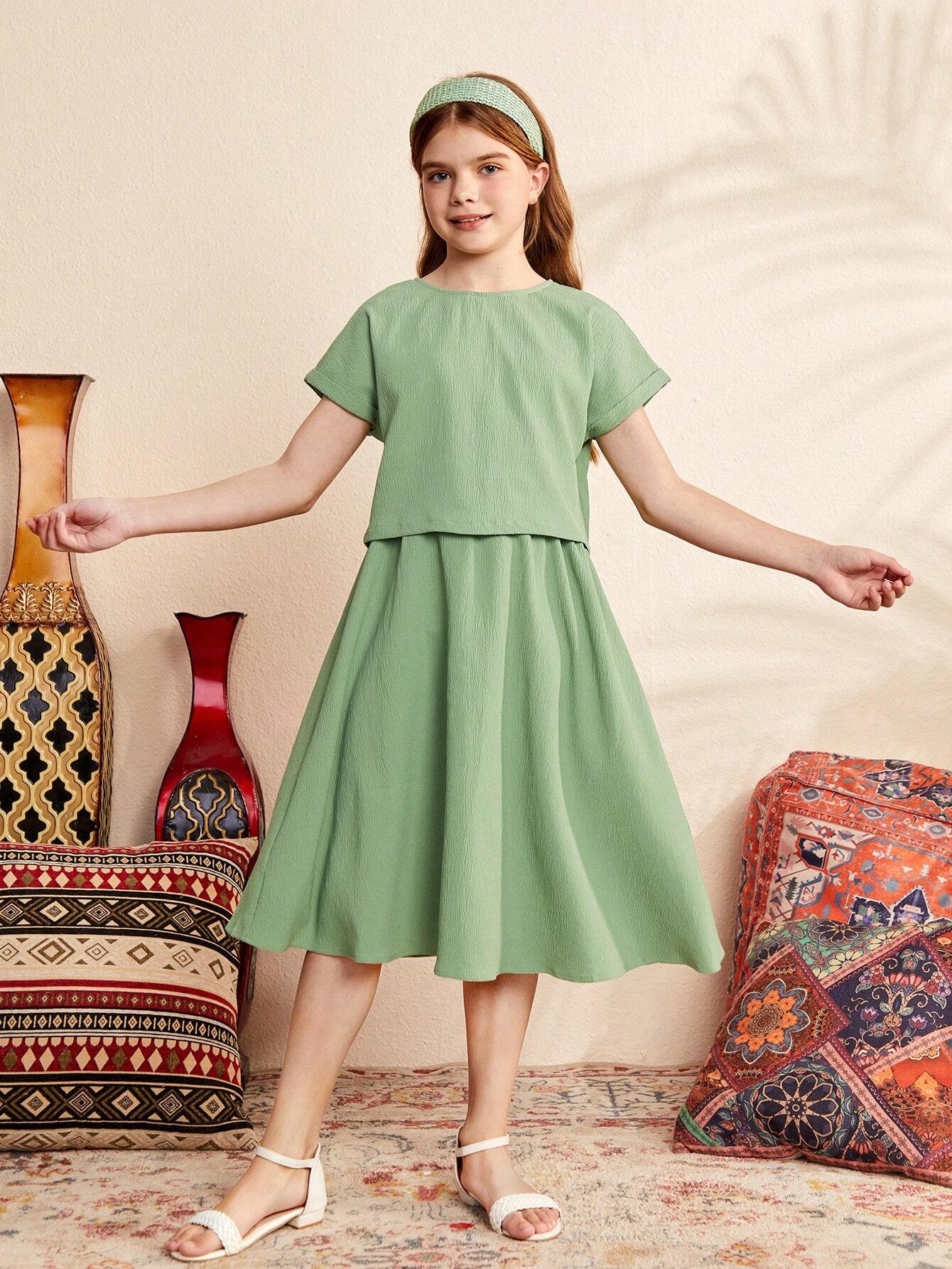 Girls Green Midi Set