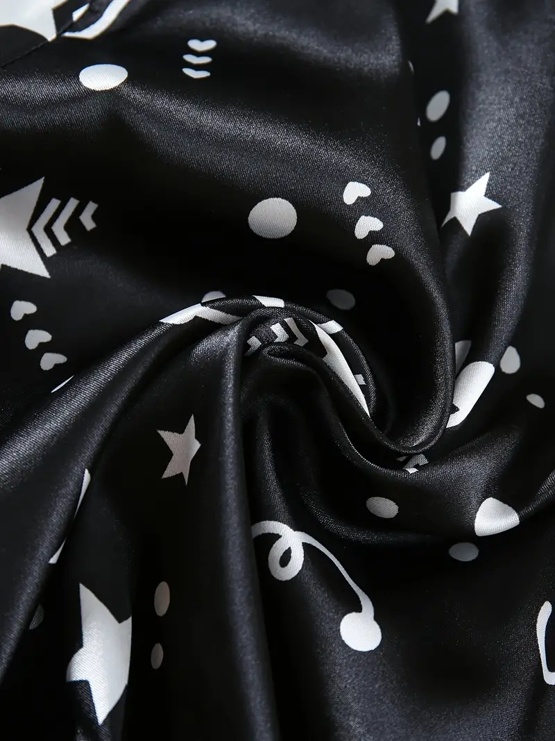 Black Star Printed Unisex Nightsuit Set For Kids