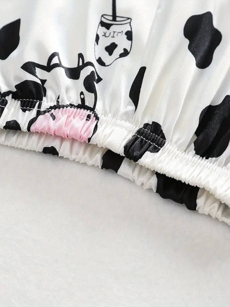 Cow Printed Unisex Nightsuit Set For Kids