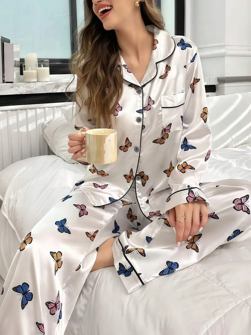 Butterfly Printed Pajama Set