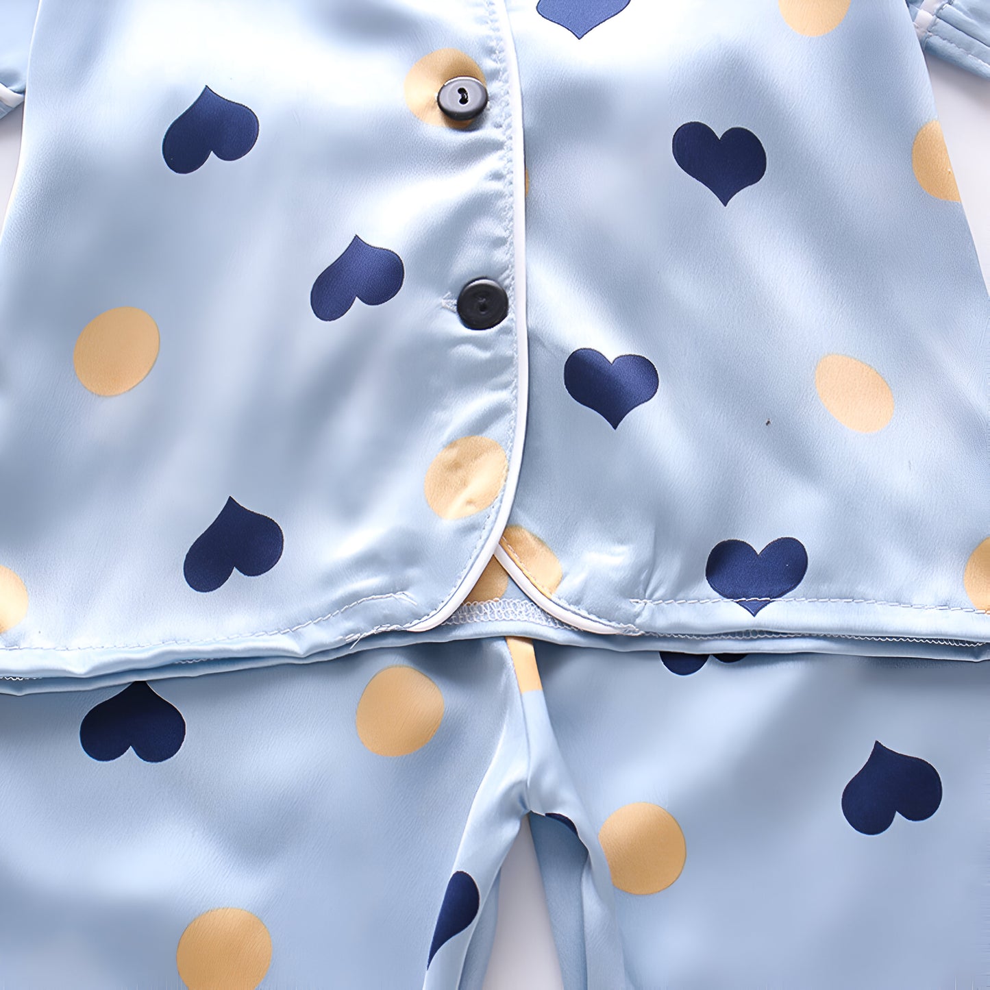 Little Heart Printed Unisex Nightsuit Set For Kids