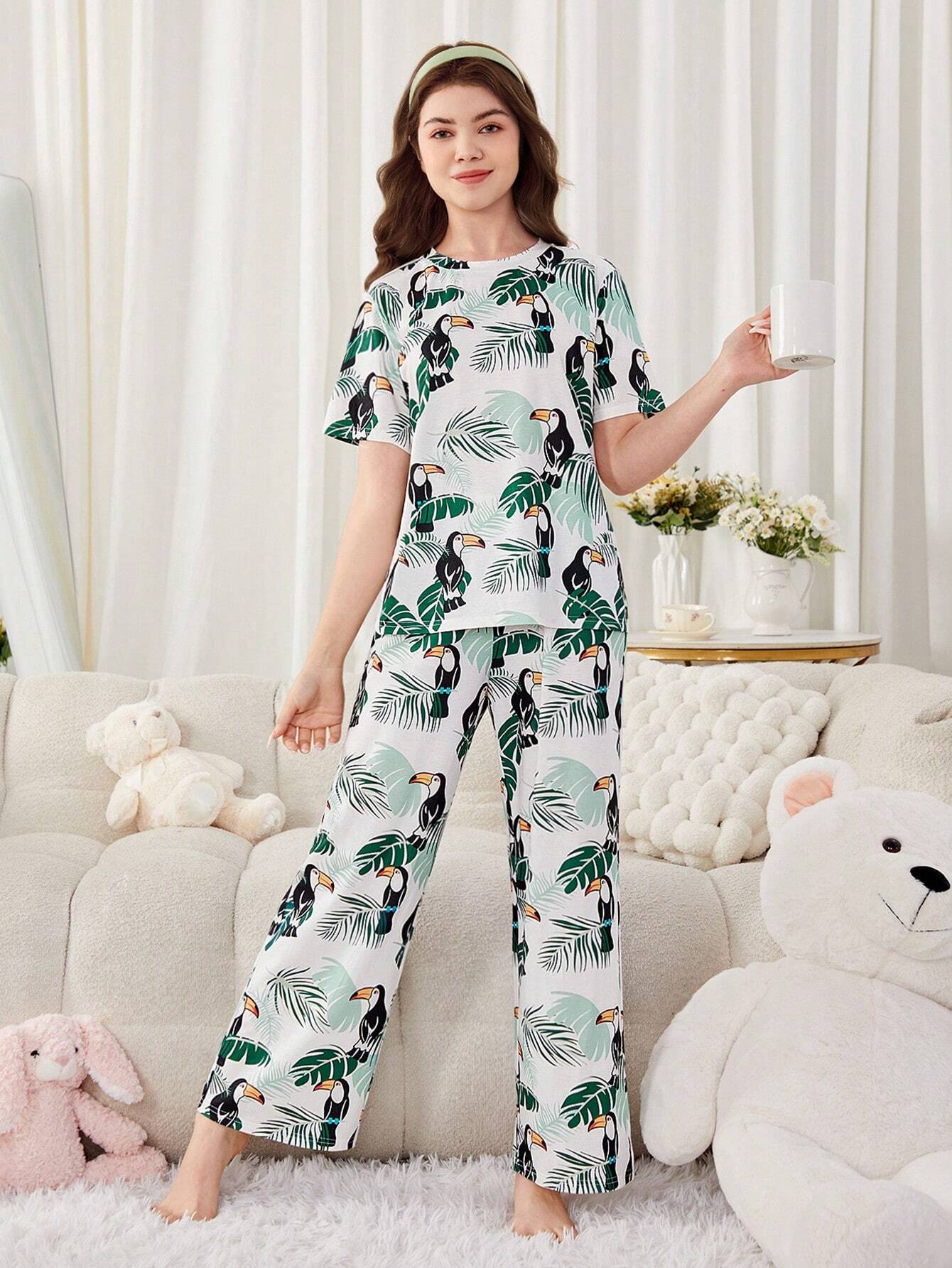 Black Birds Printed Girls Co-ords Set