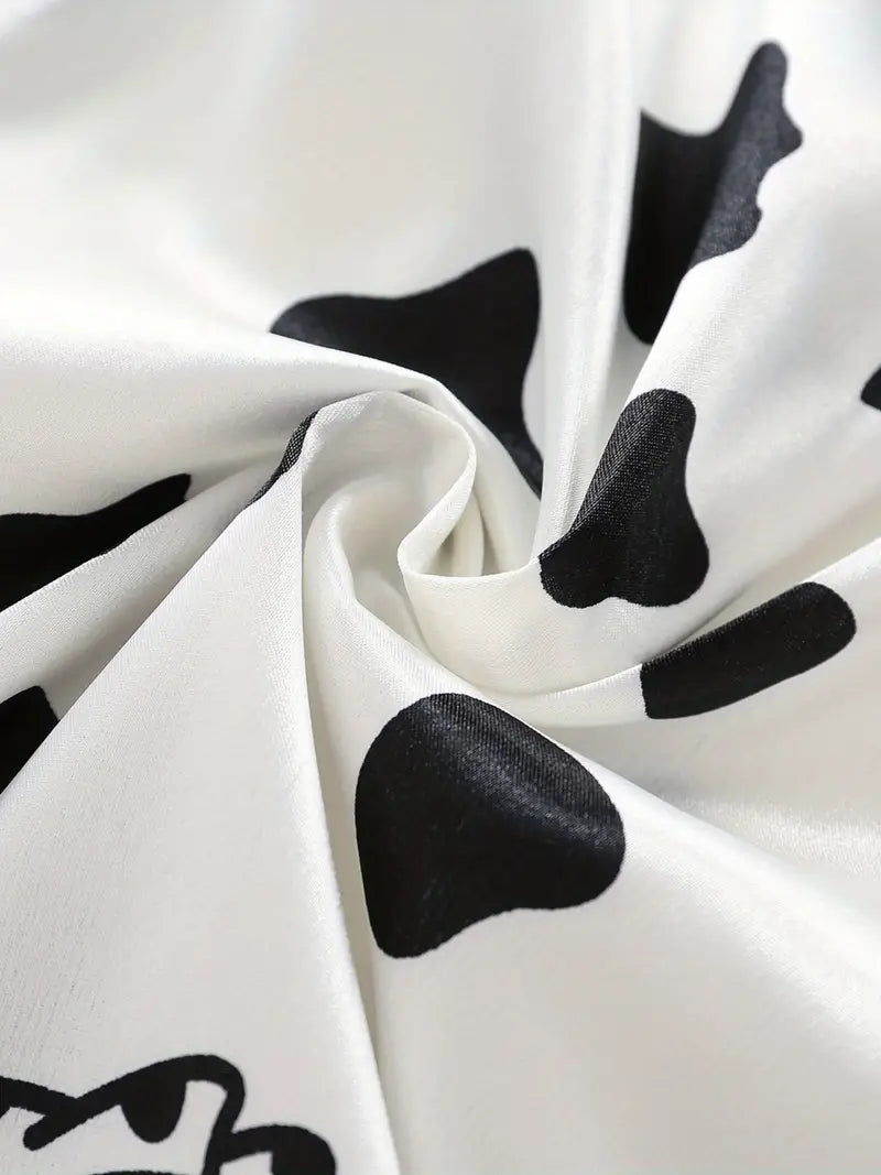 Cow Printed Unisex Nightsuit Set For Kids