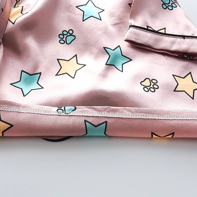 Star Printed Unisex Nightsuit Set For Kids