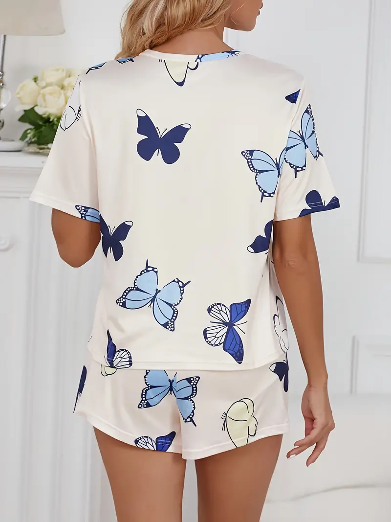 Women's White Butterfly Printed Co-Ords Set