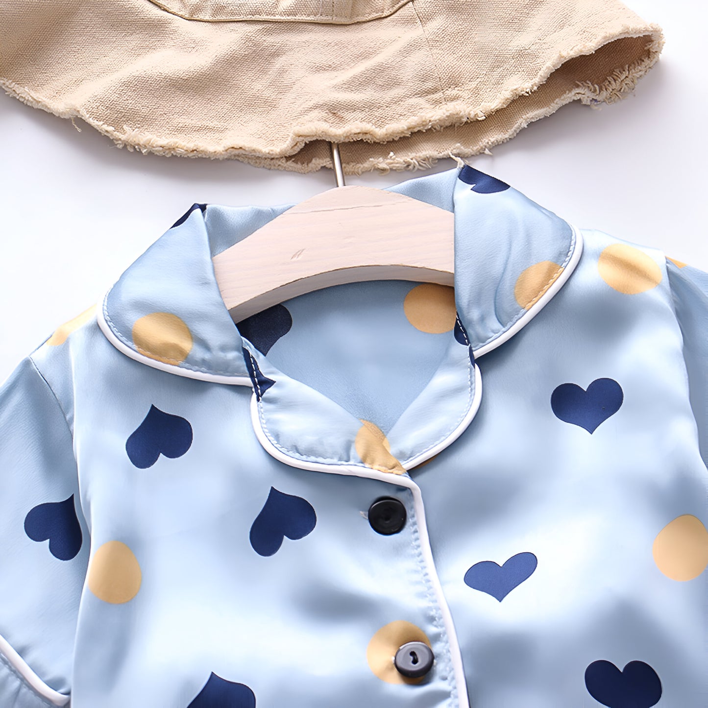 Little Heart Printed Unisex Nightsuit Set For Kids
