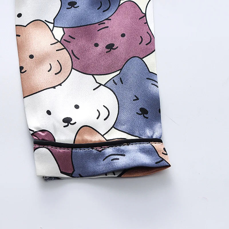 Cat Printed Unisex Nightsuit Set For Kids