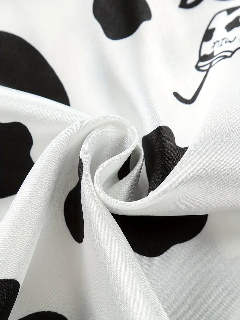 Cow Printed Unisex Nightsuit Set For Kids