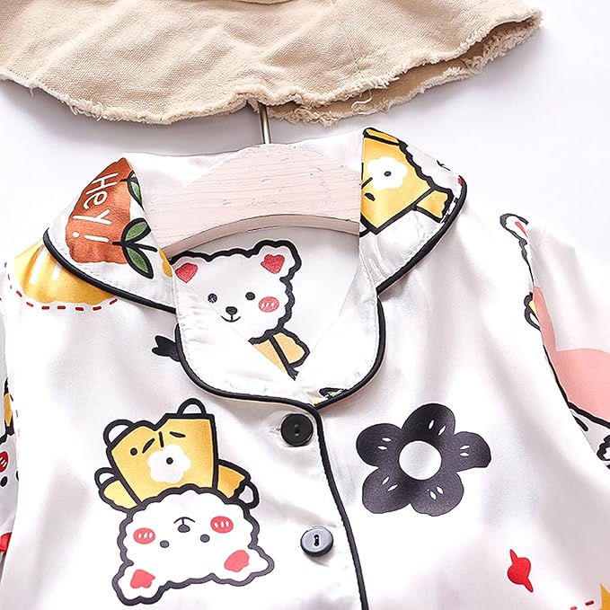 White Love Printed Unisex Kids Nightwear
