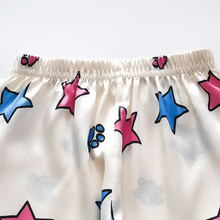 Star Printed Unisex Nightsuit Set For Kids