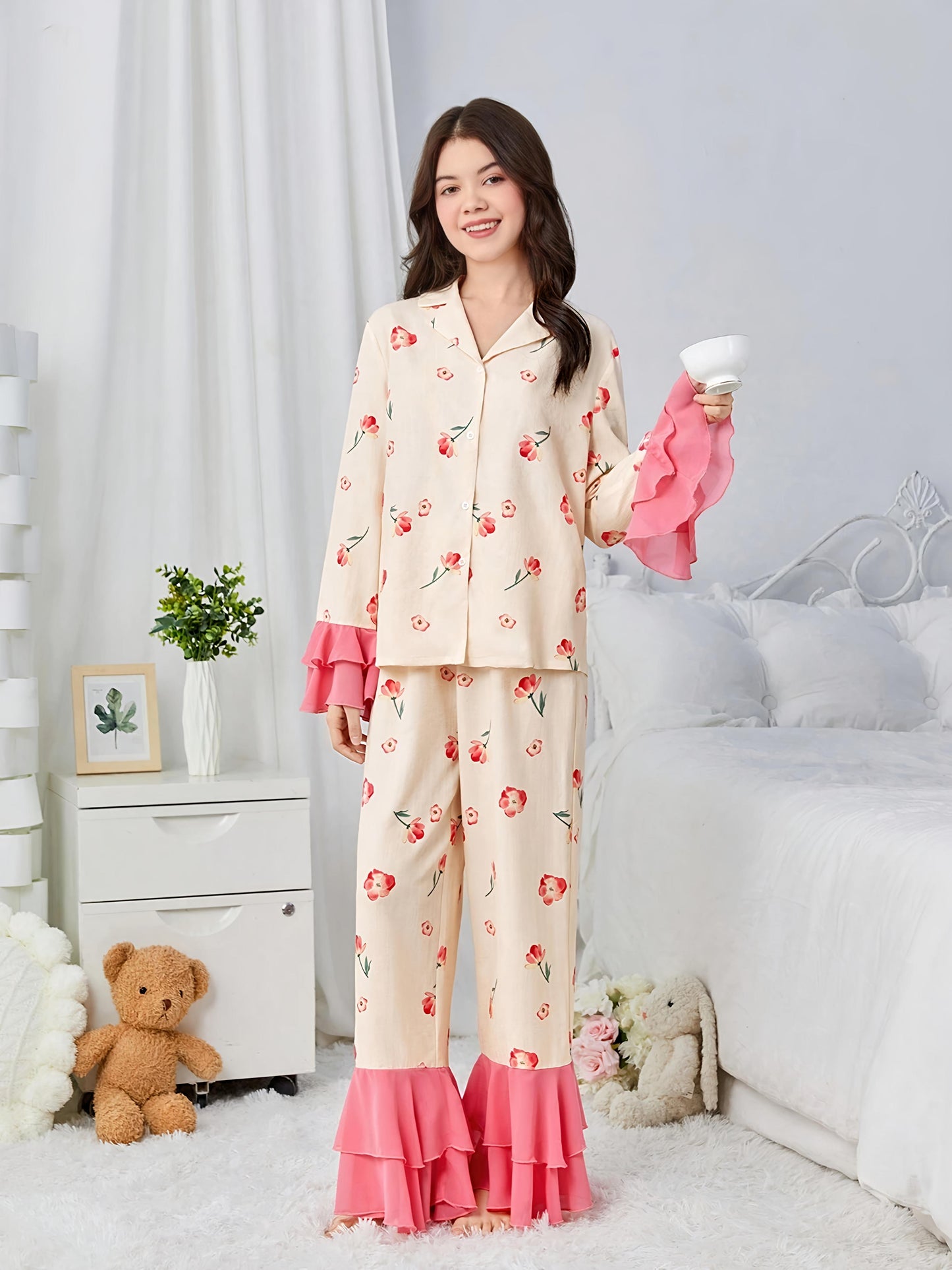 Girls Printed Nightsuit Set