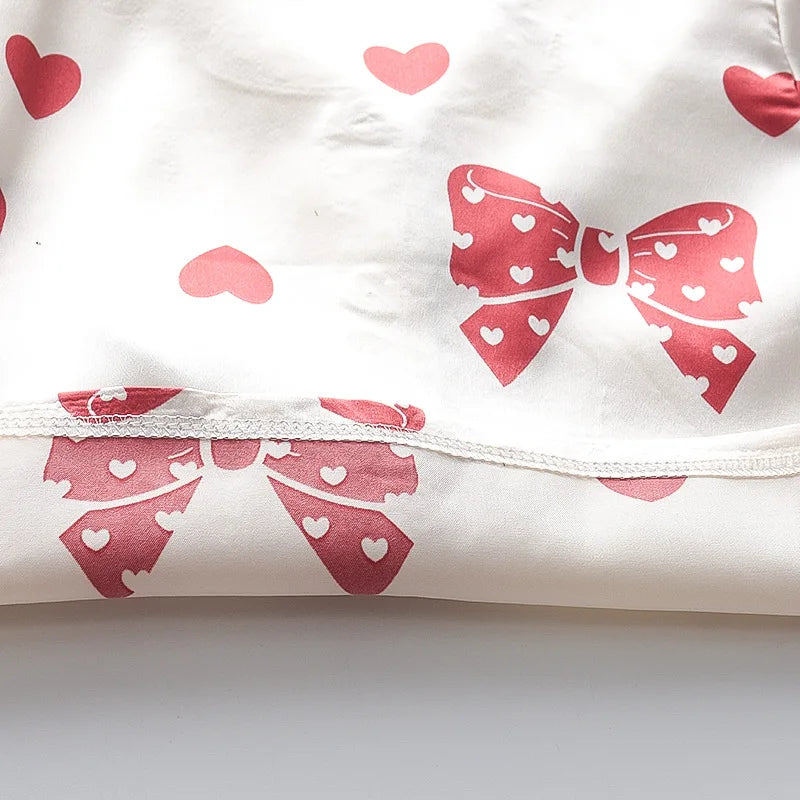 Red Heart Printed Unisex Nightsuit Set For Kids