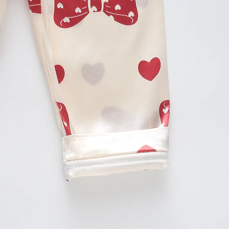 Red Heart Printed Unisex Nightsuit Set For Kids