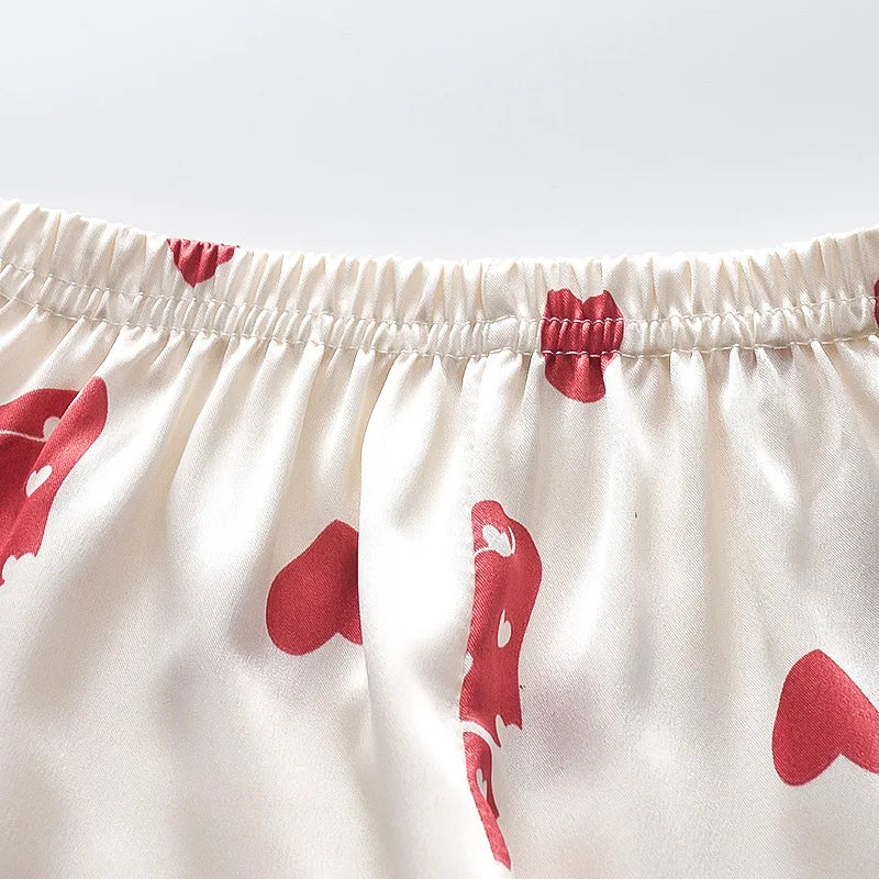 Red Heart Printed Unisex Nightsuit Set For Kids