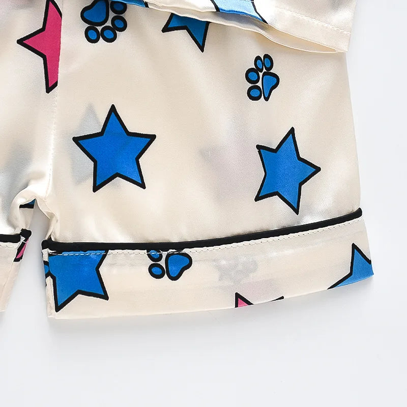 Star Printed Unisex Nightsuit Set For Kids