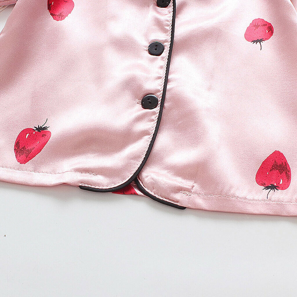 Strawberry Printed Unisex Nightsuit Set For Kids