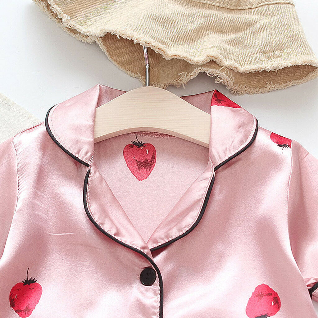 Strawberry Printed Unisex Nightsuit Set For Kids