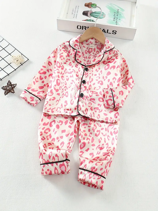 Pink Digital Printed Unisex Kids Nightsuit Set