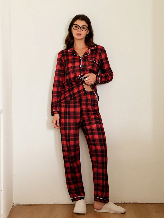 Red Plaid Pajama Set