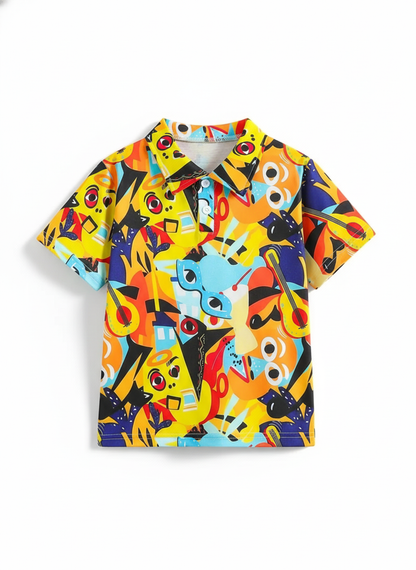 Kids Half Sleeves Printed Polo T-shirts