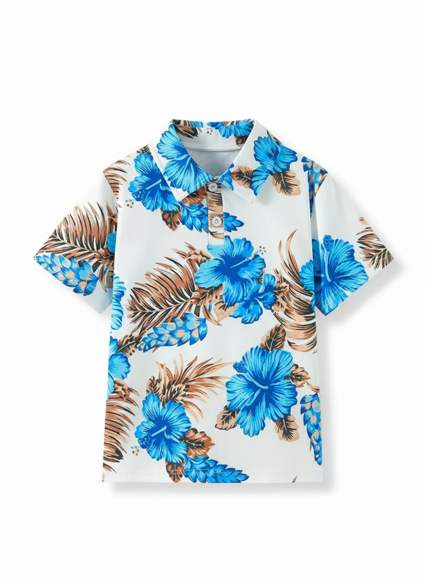 Kids Half Sleeves Printed Polo T-shirts