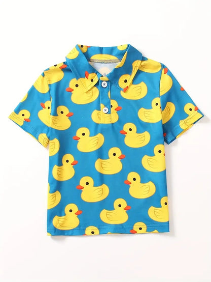 Kids Half Sleeves Printed Polo T-shirts