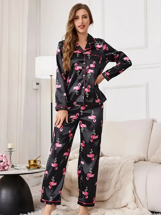 Flamingo Printed Pajama Set