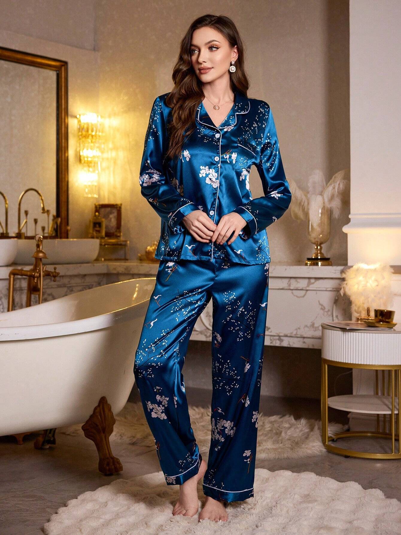 Blue Printed Pajama Set