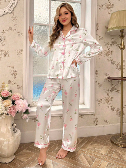 Rose Printed Pajama Set