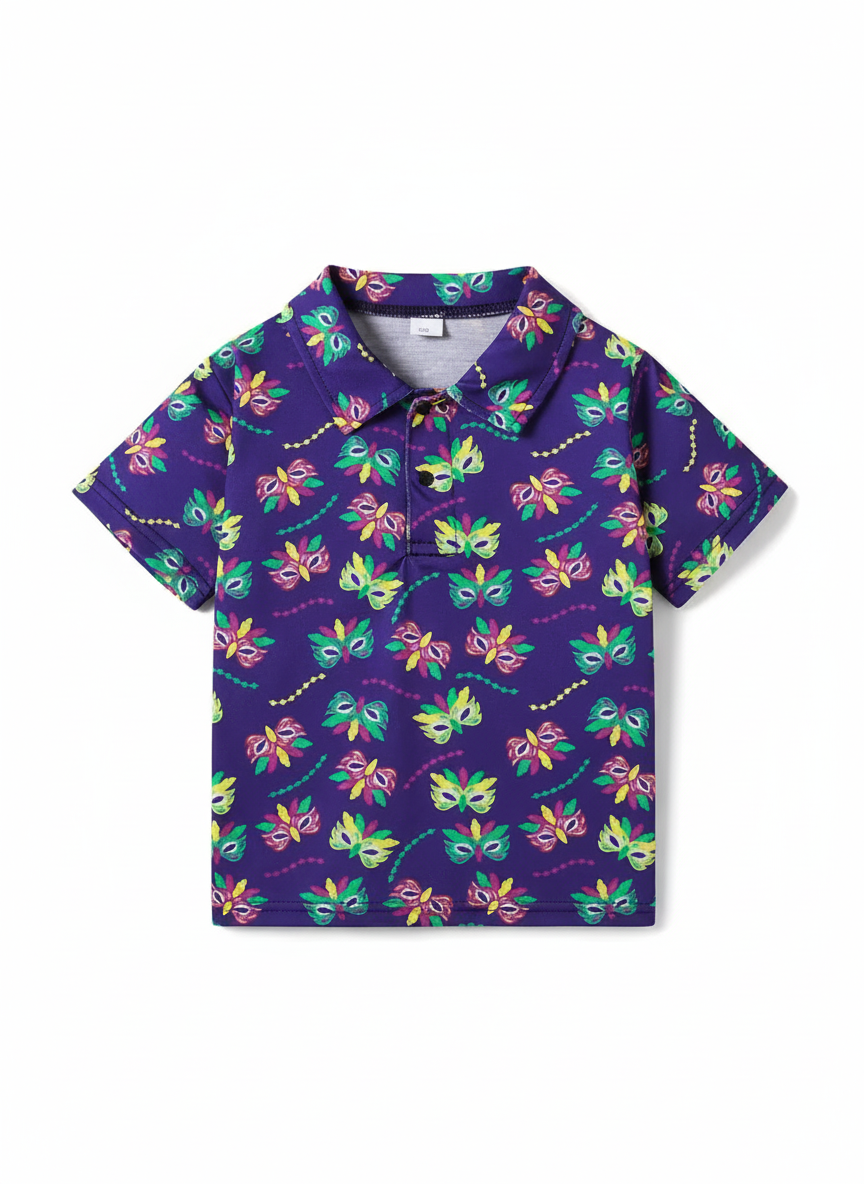 Kids Half Sleeves Printed Polo T-shirts